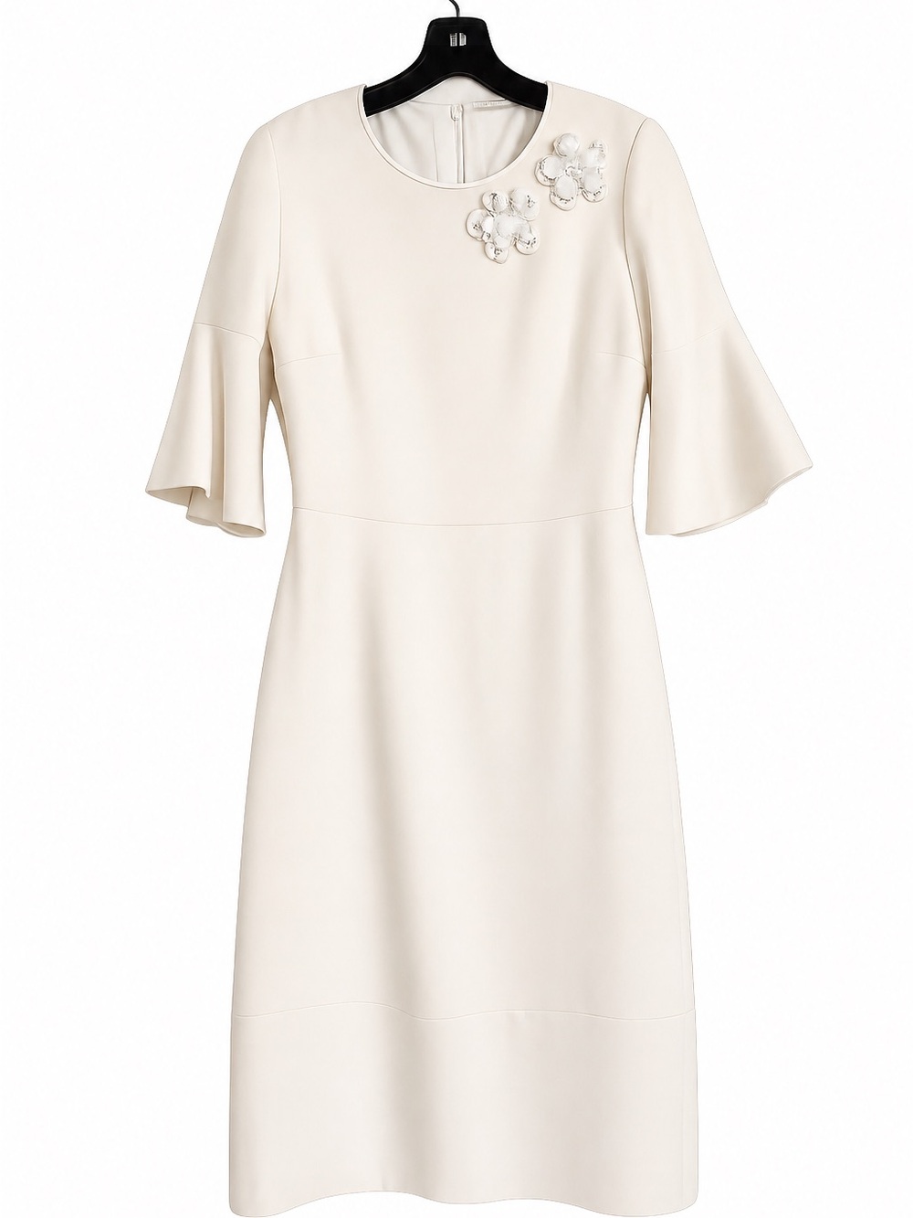 Fendi Cream Midi Dress with Floral Appliqués